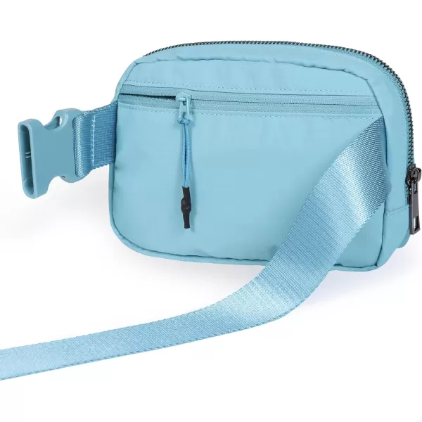 imageODODOS Unisex Mini Belt Bag with Adjustable Strap Small Fanny Pack for Workout Running Traveling Hiking IvorySteel Blue