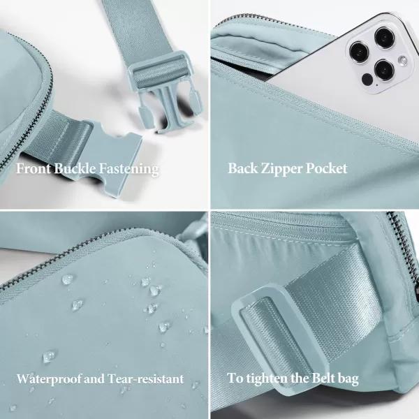 imageODODOS Unisex Mini Belt Bag with Adjustable Strap Small Fanny Pack for Workout Running Traveling Hiking IvoryStone Blue