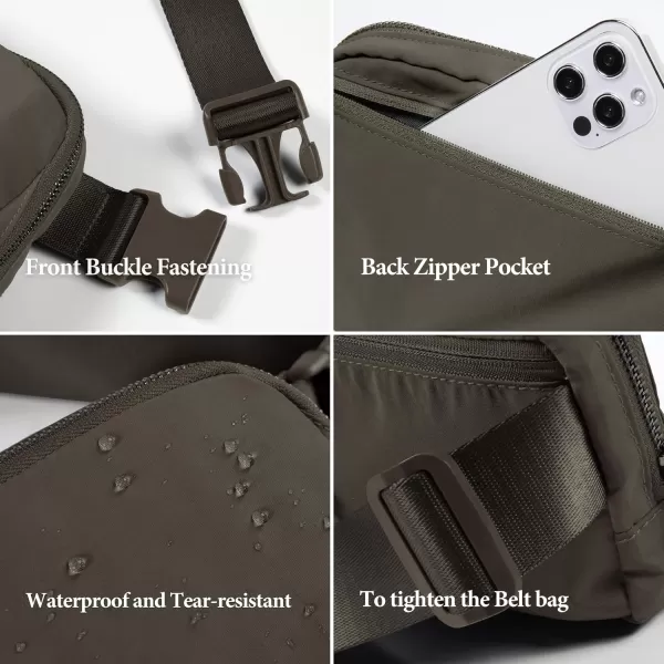imageODODOS Unisex Mini Belt Bag with Adjustable Strap Small Fanny Pack for Workout Running Traveling Hiking IvoryTurkish Coffee