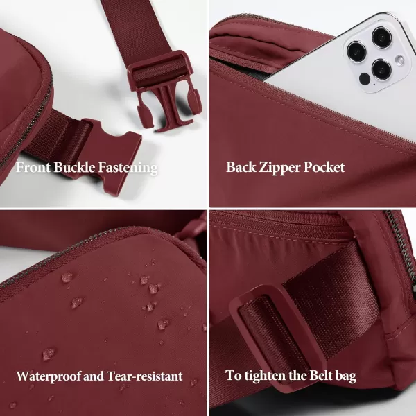 imageODODOS Unisex Mini Belt Bag with Adjustable Strap Small Fanny Pack for Workout Running Traveling Hiking IvoryWine