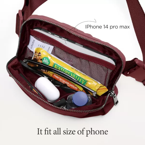 imageODODOS Unisex Mini Belt Bag with Adjustable Strap Small Fanny Pack for Workout Running Traveling Hiking IvoryWine