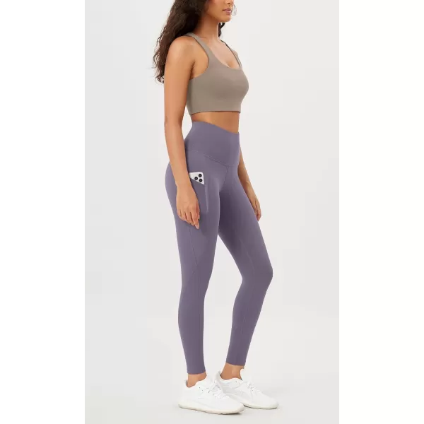 imageODODOS Womens High Waisted Yoga Leggings with Pockets Tummy Control Non See Through Workout Athletic Running Yoga PantsAsh Violet