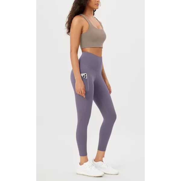imageODODOS Womens High Waisted Yoga Leggings with Pockets Tummy Control Non See Through Workout Athletic Running Yoga PantsAsh Violet