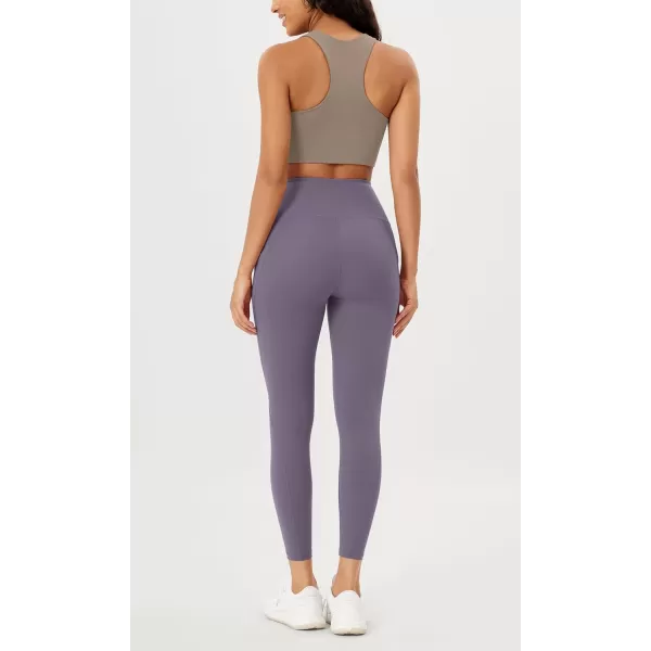imageODODOS Womens High Waisted Yoga Leggings with Pockets Tummy Control Non See Through Workout Athletic Running Yoga PantsAsh Violet