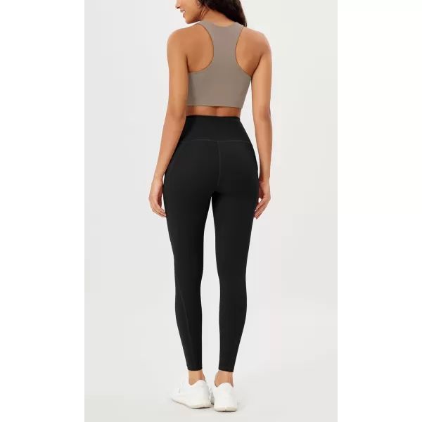 imageODODOS Womens High Waisted Yoga Leggings with Pockets Tummy Control Non See Through Workout Athletic Running Yoga PantsBlack