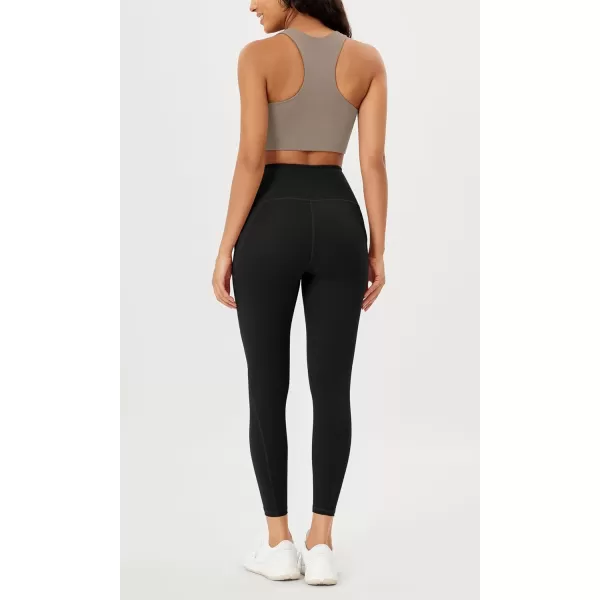 imageODODOS Womens High Waisted Yoga Leggings with Pockets Tummy Control Non See Through Workout Athletic Running Yoga PantsBlack