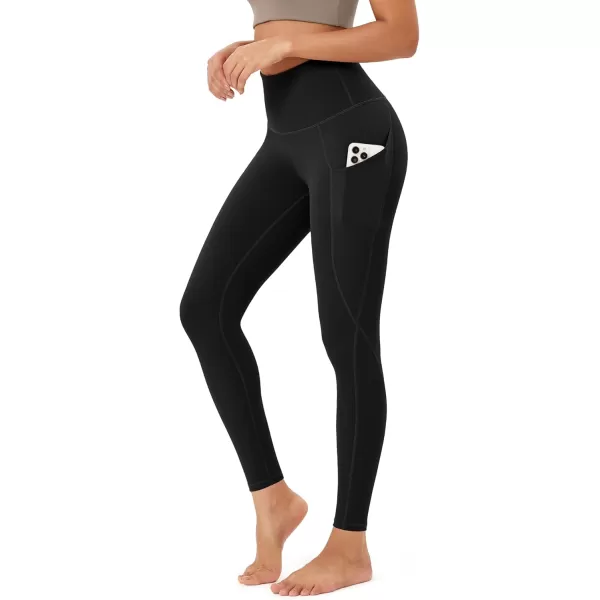imageODODOS Womens High Waisted Yoga Leggings with Pockets Tummy Control Non See Through Workout Athletic Running Yoga PantsBlack