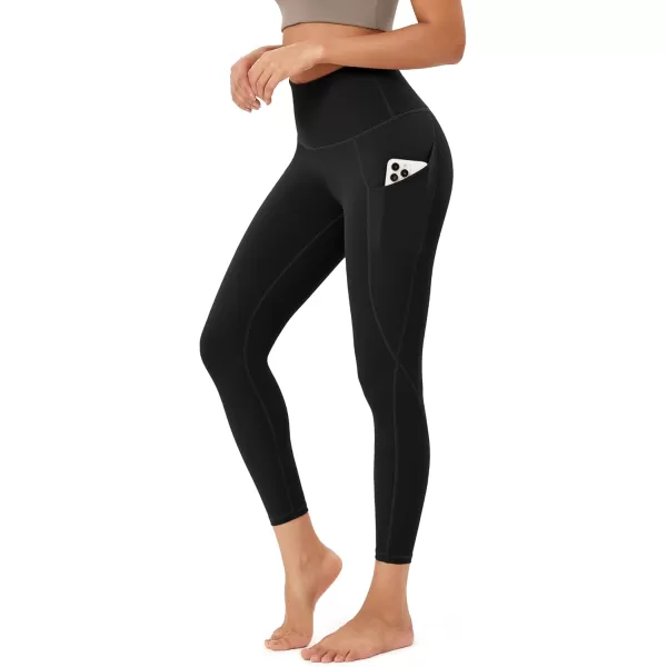 imageODODOS Womens High Waisted Yoga Leggings with Pockets Tummy Control Non See Through Workout Athletic Running Yoga PantsBlack