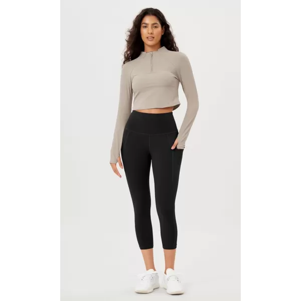 imageODODOS Womens High Waisted Yoga Leggings with Pockets Tummy Control Non See Through Workout Athletic Running Yoga PantsBlack