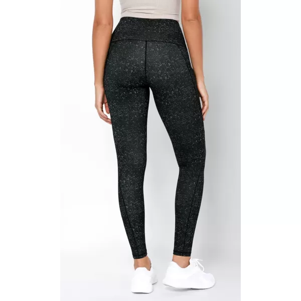 imageODODOS Womens High Waisted Yoga Leggings with Pockets Tummy Control Non See Through Workout Athletic Running Yoga PantsBlack Dot
