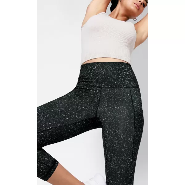 imageODODOS Womens High Waisted Yoga Leggings with Pockets Tummy Control Non See Through Workout Athletic Running Yoga PantsBlack Dot