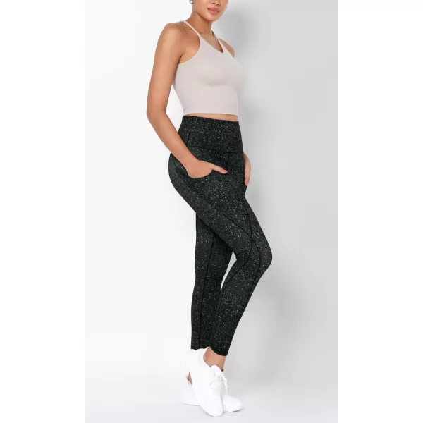 imageODODOS Womens High Waisted Yoga Leggings with Pockets Tummy Control Non See Through Workout Athletic Running Yoga PantsBlack Dot