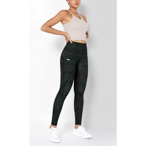 imageODODOS Womens High Waisted Yoga Leggings with Pockets Tummy Control Non See Through Workout Athletic Running Yoga PantsBlack Dot
