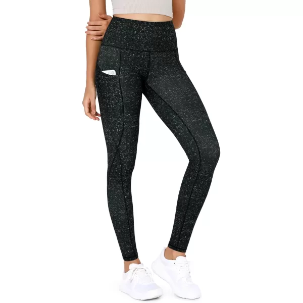 imageODODOS Womens High Waisted Yoga Leggings with Pockets Tummy Control Non See Through Workout Athletic Running Yoga PantsBlack Dot