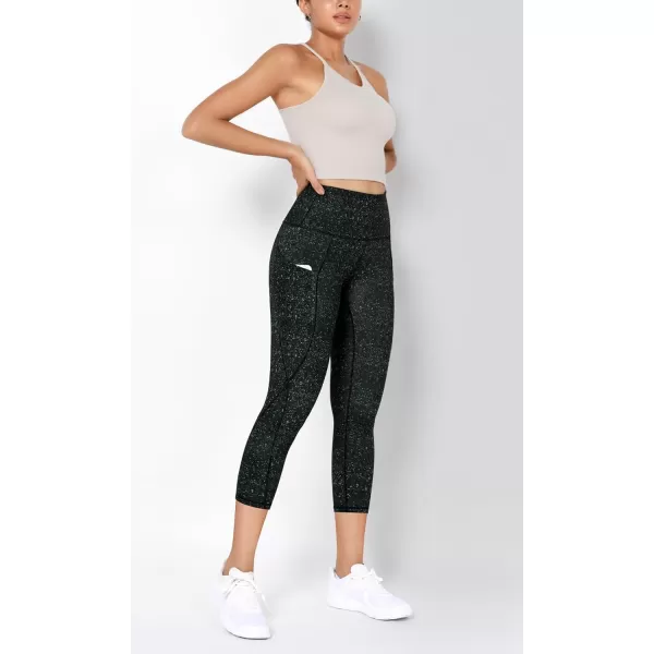 imageODODOS Womens High Waisted Yoga Leggings with Pockets Tummy Control Non See Through Workout Athletic Running Yoga PantsBlack Dot