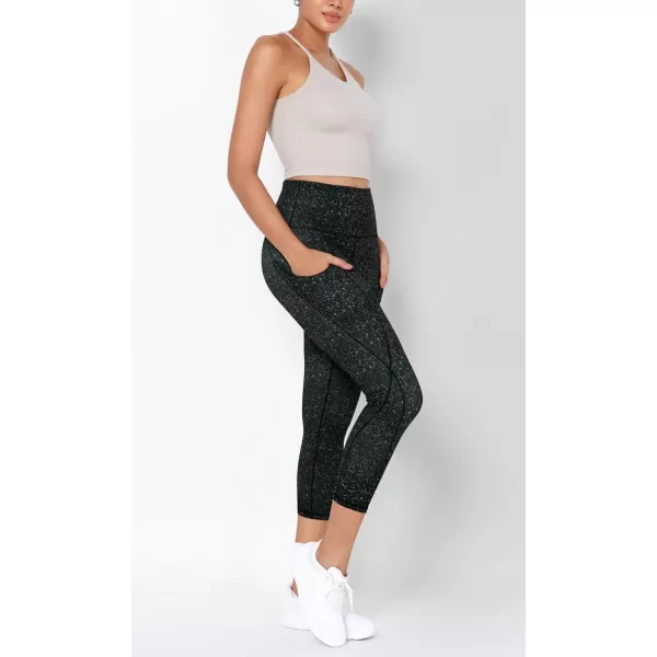 imageODODOS Womens High Waisted Yoga Leggings with Pockets Tummy Control Non See Through Workout Athletic Running Yoga PantsBlack Dot