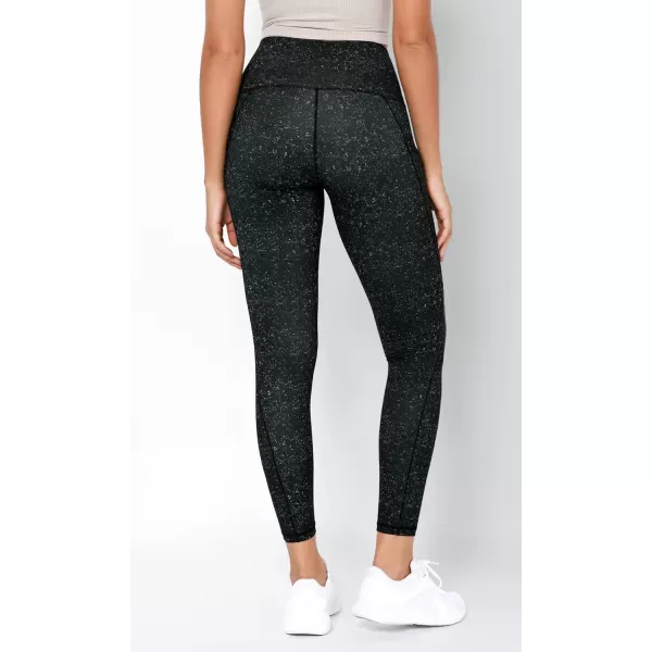 imageODODOS Womens High Waisted Yoga Leggings with Pockets Tummy Control Non See Through Workout Athletic Running Yoga PantsBlack Dot
