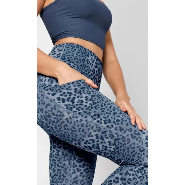 imageODODOS Womens High Waisted Yoga Leggings with Pockets Tummy Control Non See Through Workout Athletic Running Yoga PantsBlue Leopard