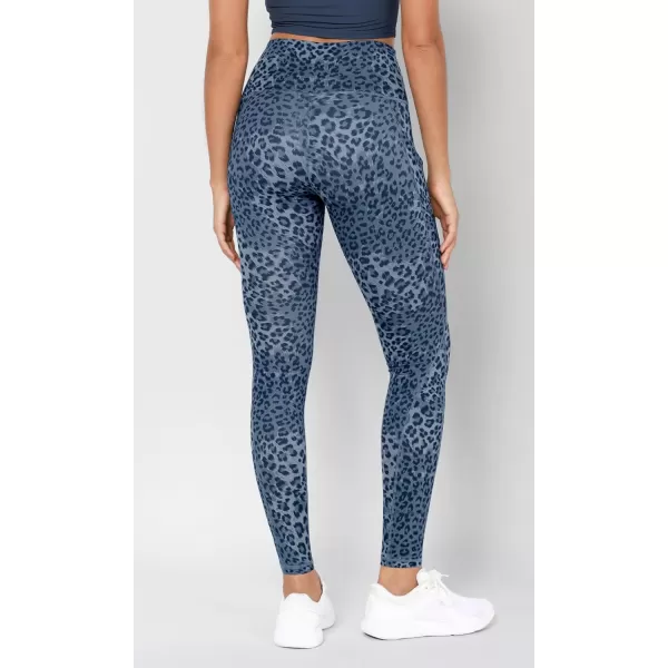 imageODODOS Womens High Waisted Yoga Leggings with Pockets Tummy Control Non See Through Workout Athletic Running Yoga PantsBlue Leopard