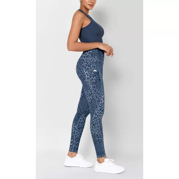 imageODODOS Womens High Waisted Yoga Leggings with Pockets Tummy Control Non See Through Workout Athletic Running Yoga PantsBlue Leopard