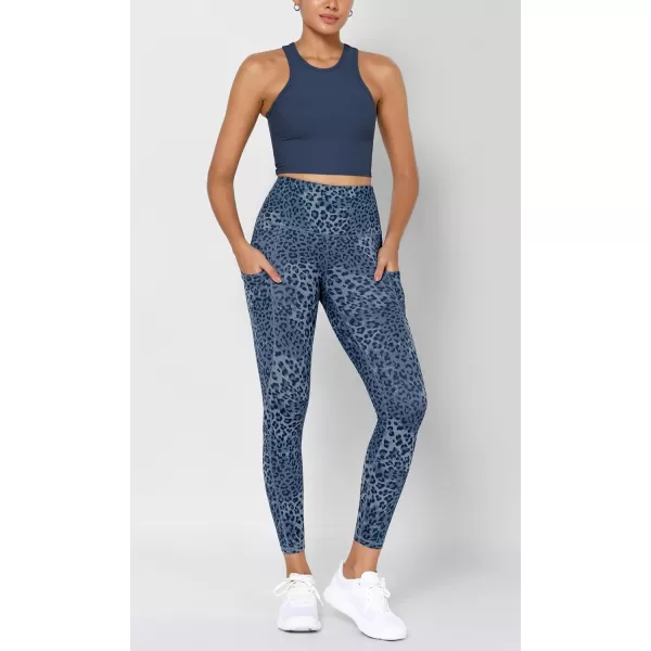 imageODODOS Womens High Waisted Yoga Leggings with Pockets Tummy Control Non See Through Workout Athletic Running Yoga PantsBlue Leopard