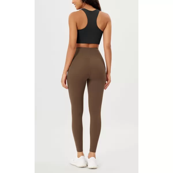 imageODODOS Womens High Waisted Yoga Leggings with Pockets Tummy Control Non See Through Workout Athletic Running Yoga PantsBrunette