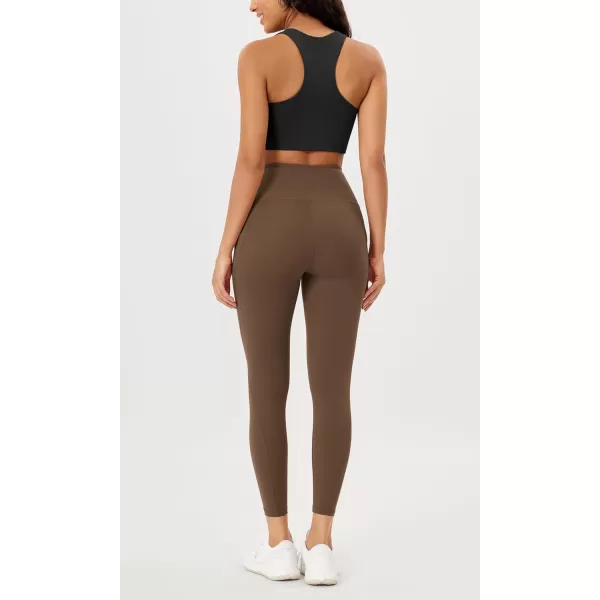 imageODODOS Womens High Waisted Yoga Leggings with Pockets Tummy Control Non See Through Workout Athletic Running Yoga PantsBrunette
