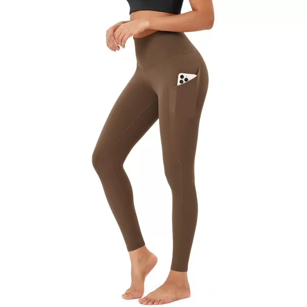 imageODODOS Womens High Waisted Yoga Leggings with Pockets Tummy Control Non See Through Workout Athletic Running Yoga PantsBrunette