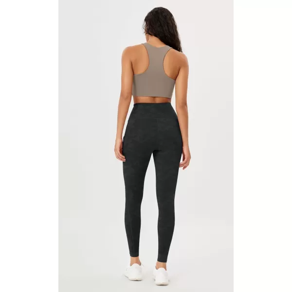 imageODODOS Womens High Waisted Yoga Leggings with Pockets Tummy Control Non See Through Workout Athletic Running Yoga PantsCamo Black