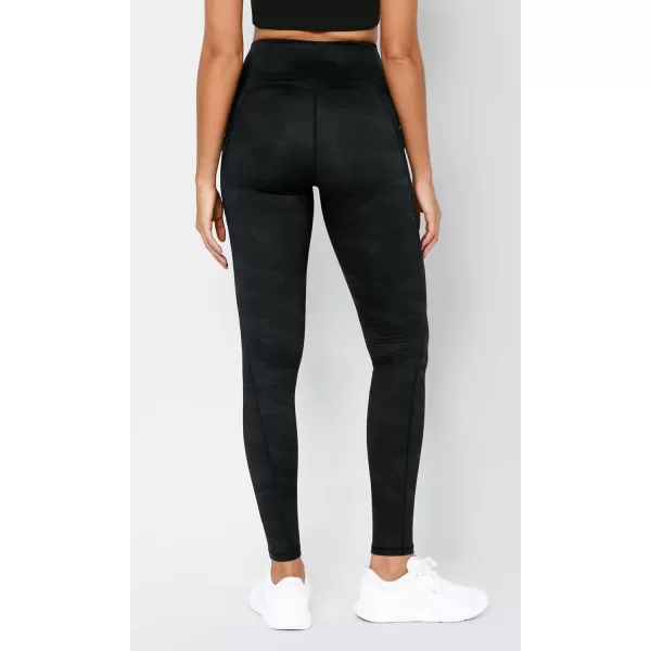 imageODODOS Womens High Waisted Yoga Leggings with Pockets Tummy Control Non See Through Workout Athletic Running Yoga PantsCamo Dark Gray