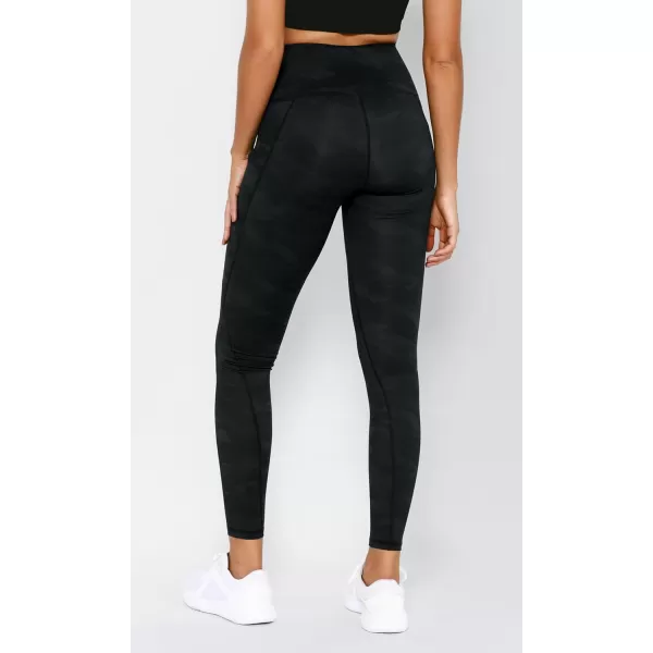 imageODODOS Womens High Waisted Yoga Leggings with Pockets Tummy Control Non See Through Workout Athletic Running Yoga PantsCamo Dark Gray