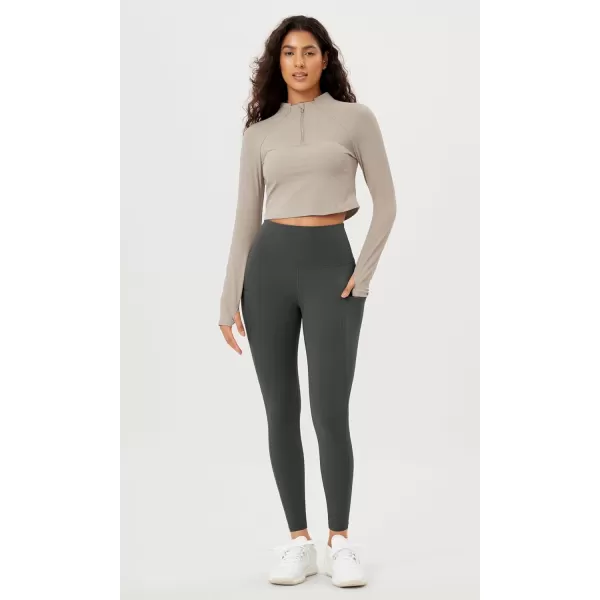 imageODODOS Womens High Waisted Yoga Leggings with Pockets Tummy Control Non See Through Workout Athletic Running Yoga PantsCharcoal