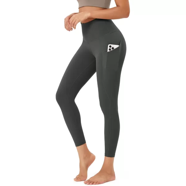 imageODODOS Womens High Waisted Yoga Leggings with Pockets Tummy Control Non See Through Workout Athletic Running Yoga PantsCharcoal