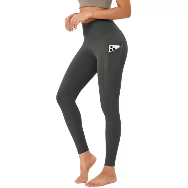 imageODODOS Womens High Waisted Yoga Leggings with Pockets Tummy Control Non See Through Workout Athletic Running Yoga PantsCharcoal