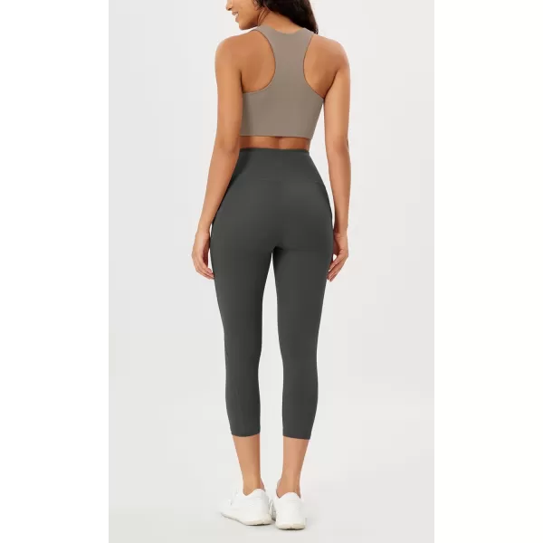 imageODODOS Womens High Waisted Yoga Leggings with Pockets Tummy Control Non See Through Workout Athletic Running Yoga PantsCharcoal