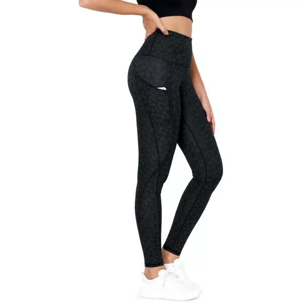 imageODODOS Womens High Waisted Yoga Leggings with Pockets Tummy Control Non See Through Workout Athletic Running Yoga PantsCharcoal Leopard