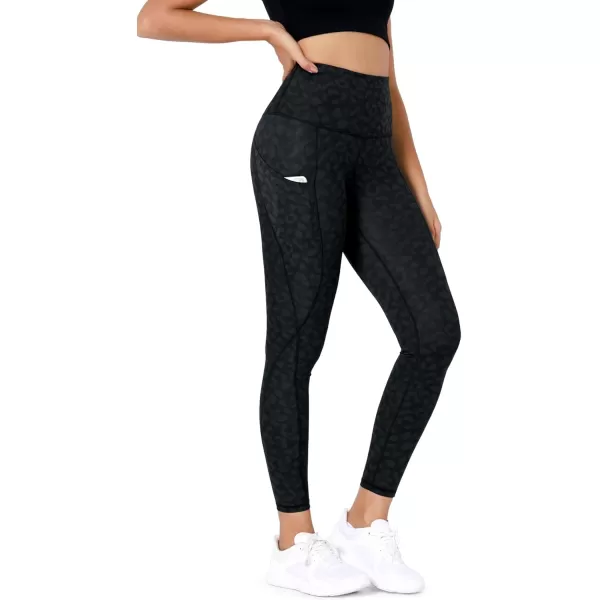 imageODODOS Womens High Waisted Yoga Leggings with Pockets Tummy Control Non See Through Workout Athletic Running Yoga PantsCharcoal Leopard