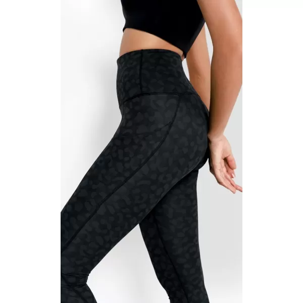 imageODODOS Womens High Waisted Yoga Leggings with Pockets Tummy Control Non See Through Workout Athletic Running Yoga PantsCharcoal Leopard