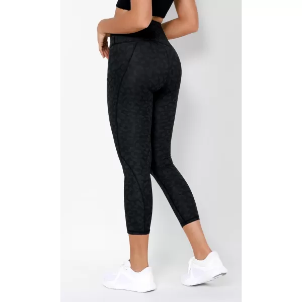 imageODODOS Womens High Waisted Yoga Leggings with Pockets Tummy Control Non See Through Workout Athletic Running Yoga PantsCharcoal Leopard