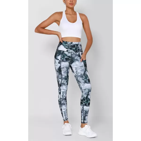 imageODODOS Womens High Waisted Yoga Leggings with Pockets Tummy Control Non See Through Workout Athletic Running Yoga PantsCrosstalk Navy
