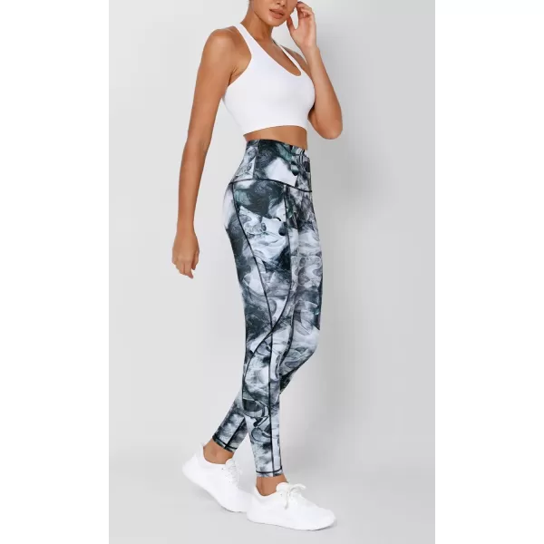 imageODODOS Womens High Waisted Yoga Leggings with Pockets Tummy Control Non See Through Workout Athletic Running Yoga PantsCrosstalk Navy
