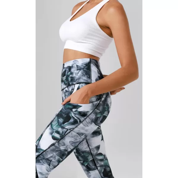 imageODODOS Womens High Waisted Yoga Leggings with Pockets Tummy Control Non See Through Workout Athletic Running Yoga PantsCrosstalk Navy