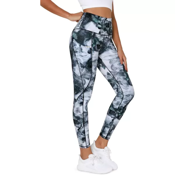 imageODODOS Womens High Waisted Yoga Leggings with Pockets Tummy Control Non See Through Workout Athletic Running Yoga PantsCrosstalk Navy