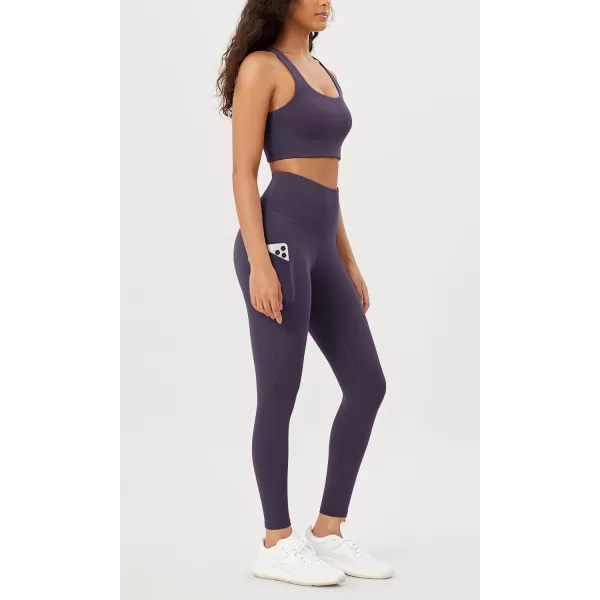 imageODODOS Womens High Waisted Yoga Leggings with Pockets Tummy Control Non See Through Workout Athletic Running Yoga PantsDark Purple
