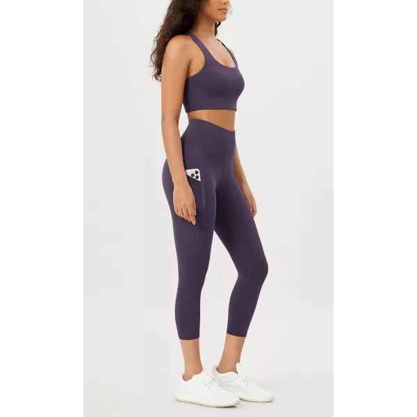 imageODODOS Womens High Waisted Yoga Leggings with Pockets Tummy Control Non See Through Workout Athletic Running Yoga PantsDark Purple