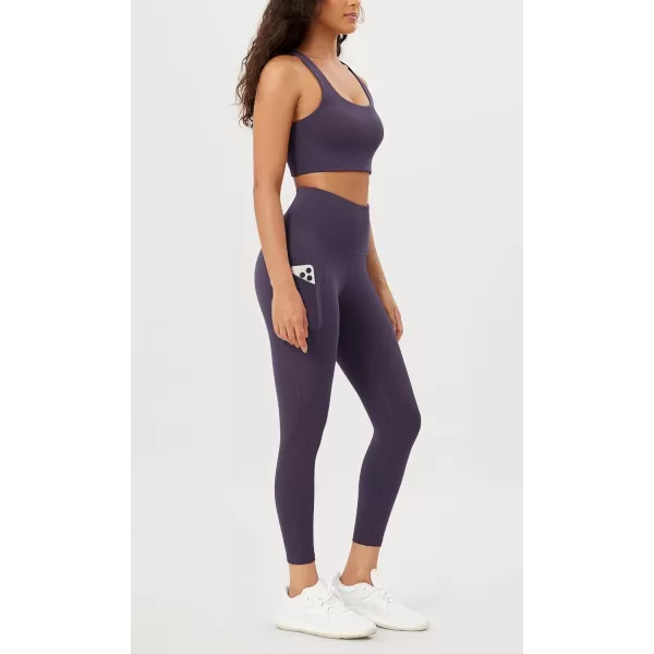 imageODODOS Womens High Waisted Yoga Leggings with Pockets Tummy Control Non See Through Workout Athletic Running Yoga PantsDark Purple