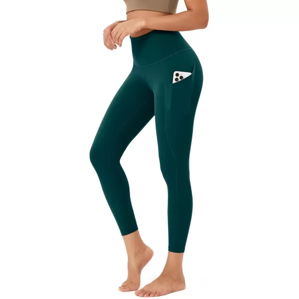 imageODODOS Womens High Waisted Yoga Leggings with Pockets Tummy Control Non See Through Workout Athletic Running Yoga PantsForest Teal