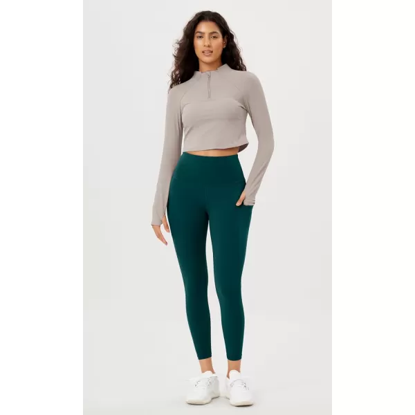 imageODODOS Womens High Waisted Yoga Leggings with Pockets Tummy Control Non See Through Workout Athletic Running Yoga PantsForest Teal