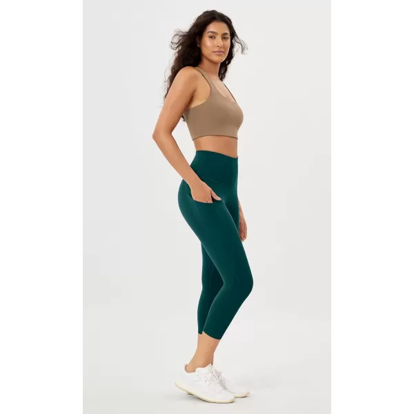 imageODODOS Womens High Waisted Yoga Leggings with Pockets Tummy Control Non See Through Workout Athletic Running Yoga PantsForest Teal