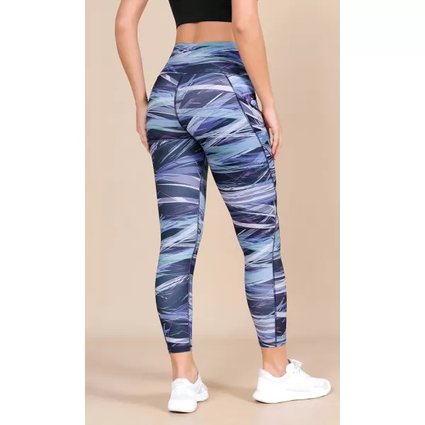 imageODODOS Womens High Waisted Yoga Leggings with Pockets Tummy Control Non See Through Workout Athletic Running Yoga PantsGraphic Purple